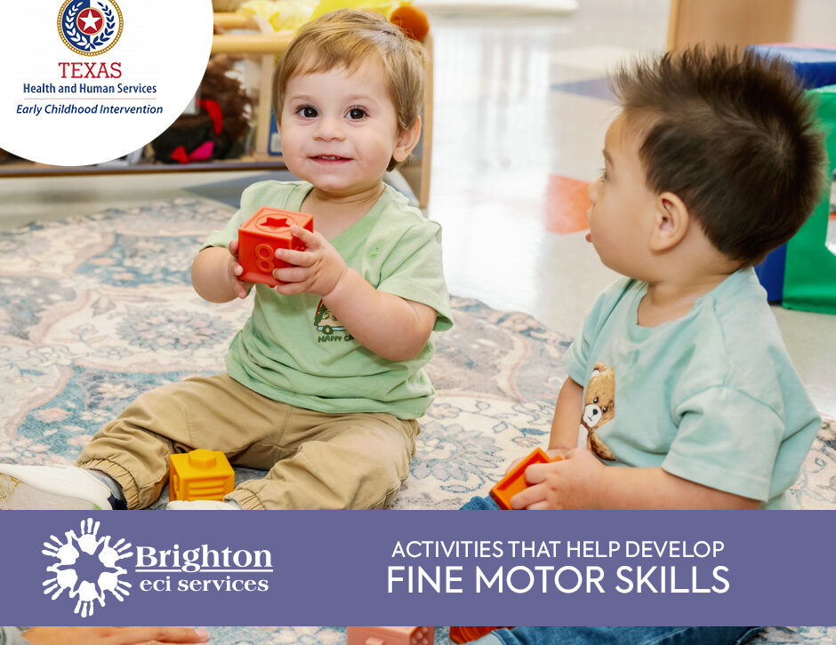 Children enjoying activities that help build fine motor skills at Brighton Center