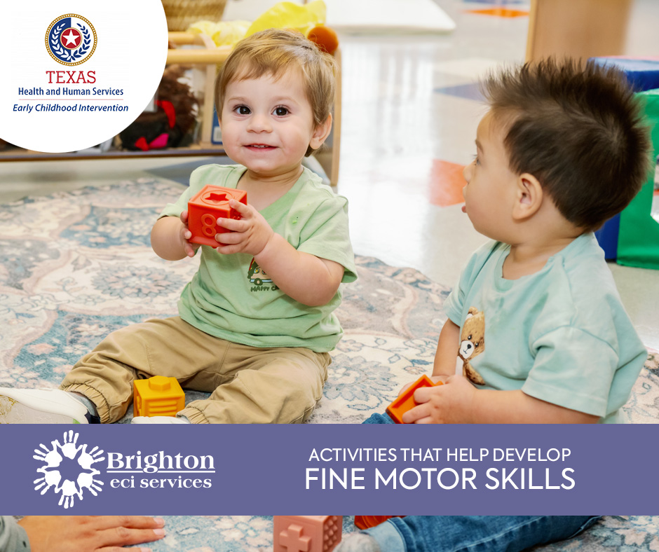 Children enjoying activities that help build fine motor skills at Brighton Center