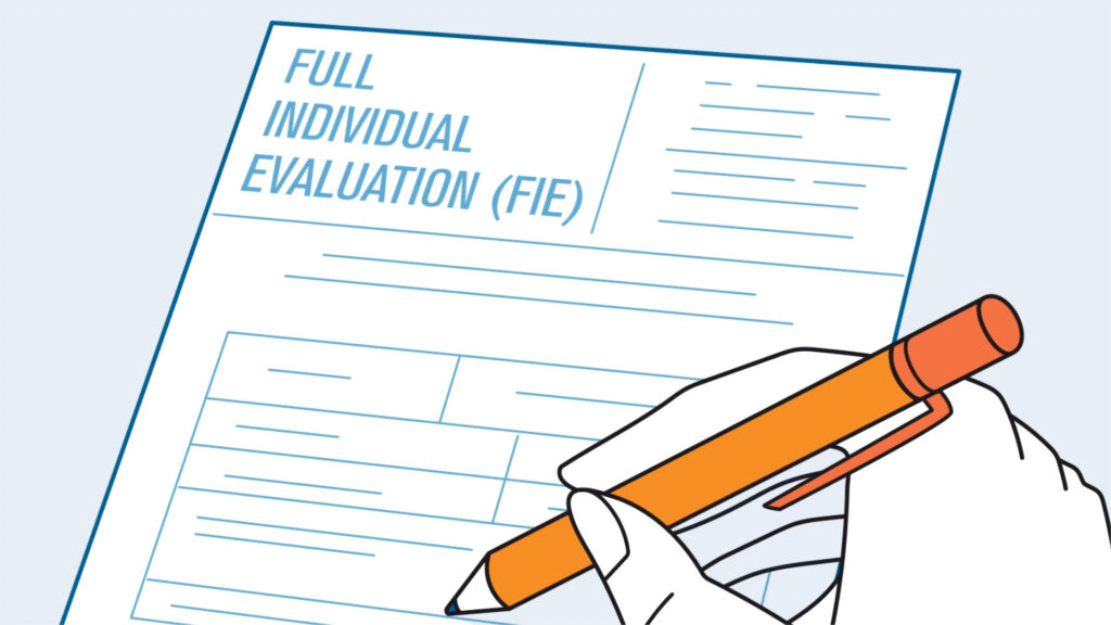 Screenshot of Full Individual Evaluation (FIE) from Purpose of a Special Education Evaluation Video