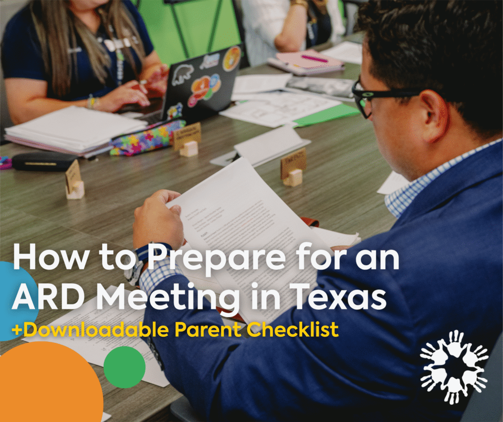 Parent reviewing documentation during an ARD meeting in Texas